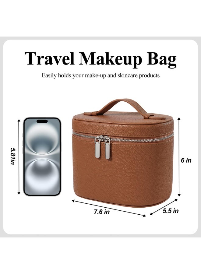 Makeup Bag Travel Makeup Bag with Compartments and Handle Portable Toiletry Bag for Women - Image 3